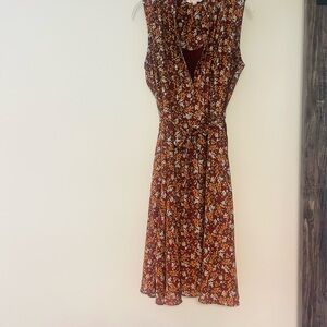 Nanette Lepore Brown Floral Midi Dress